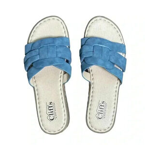 CLIFFS By White Mountain Womens Squarely Sandel Size 6.5 Comfort Slip On Blue
